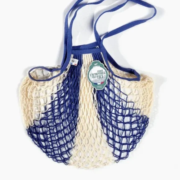 FILT Blue and White Stripe French Market Woven Tote Bag - One Size - NEW - Picture 5 of 5